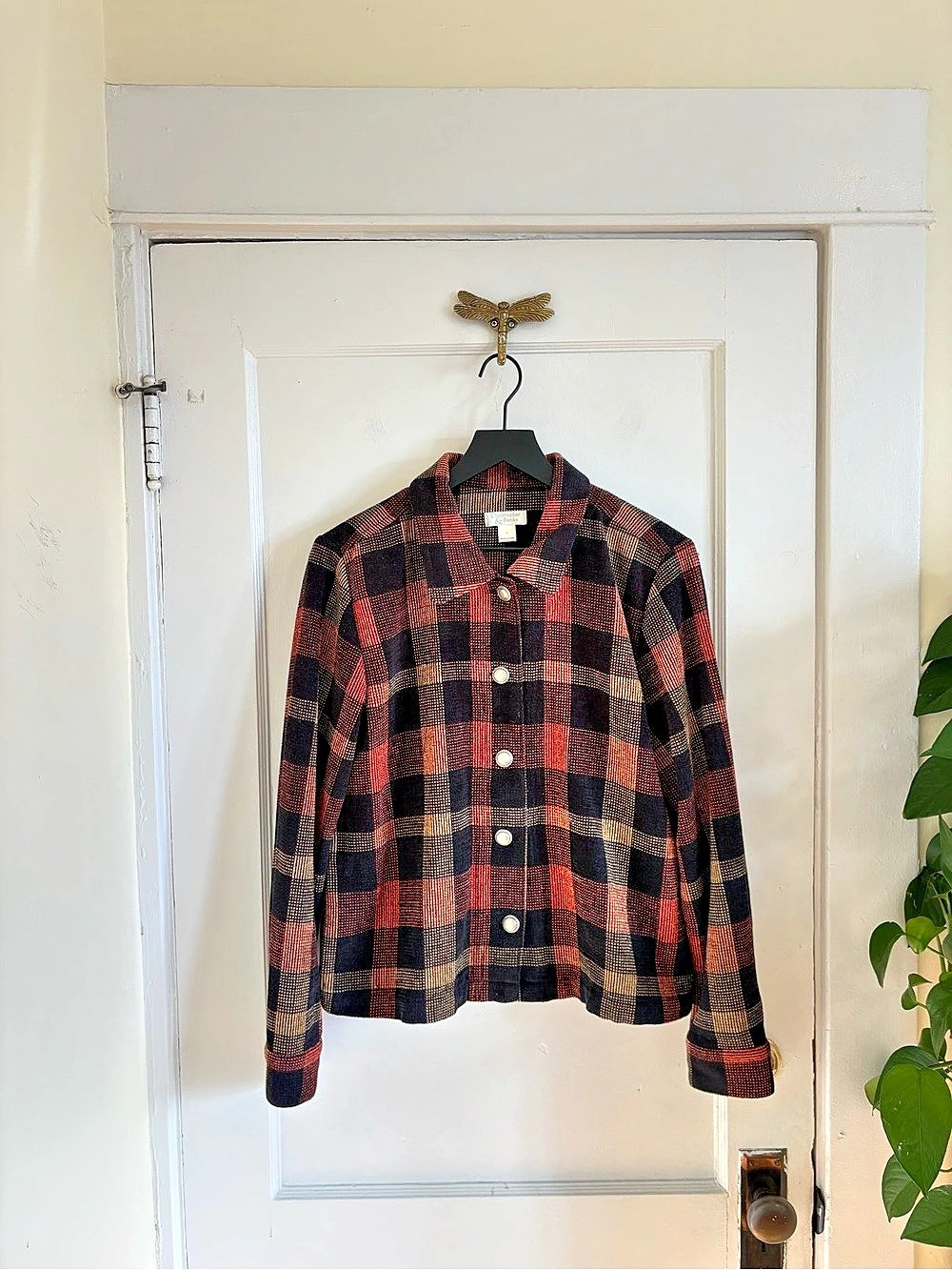 Christopher Banks Plaid Jacket Shacket in Orange & Black Fall Colors Large